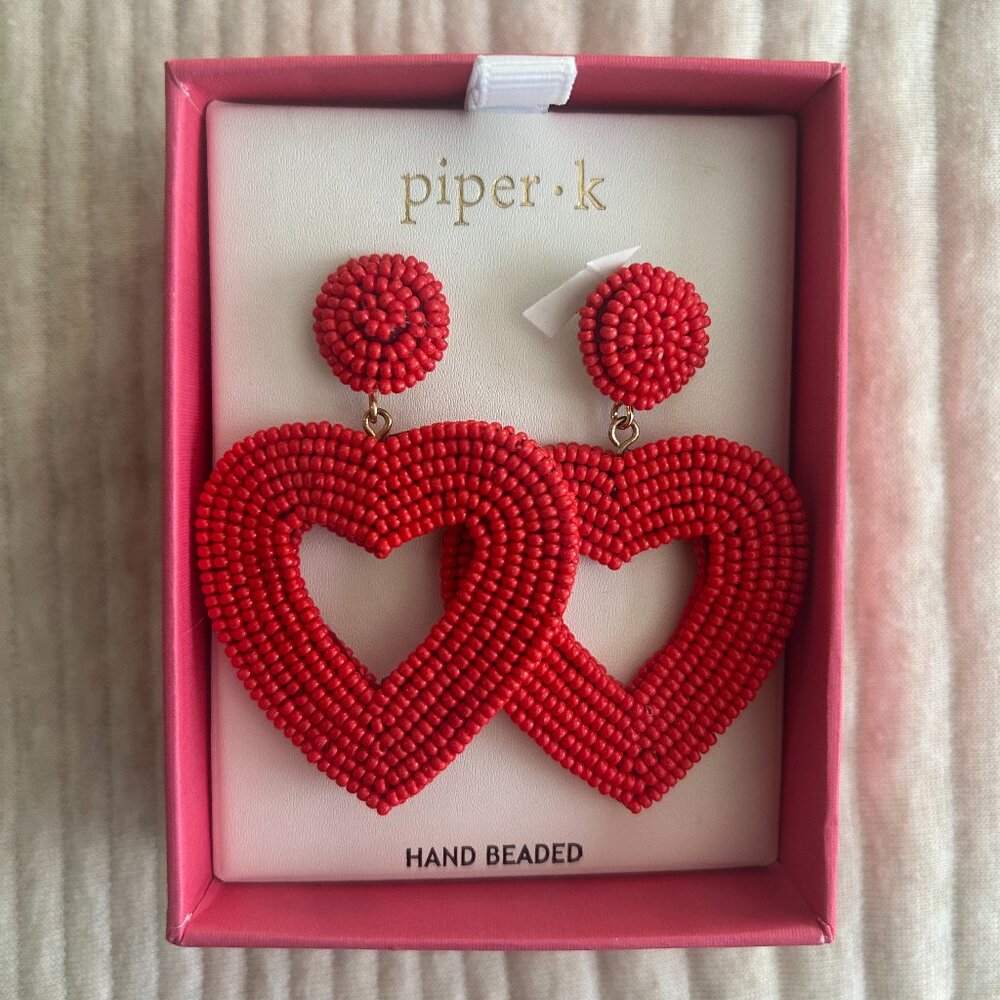 Piper K beaded heart earrings